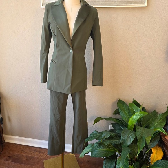 Chiara Boni La Petite Robe Olive Green Pant Suit Alex Blazer 40 Tux Pants 44 S M - Picture 2 of 16